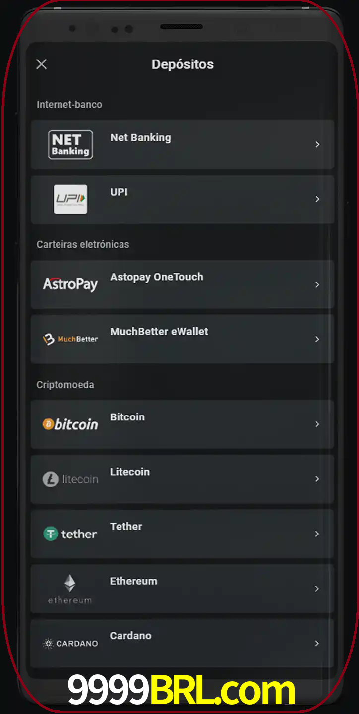 Você pode usar métodos alternativos de depósito.