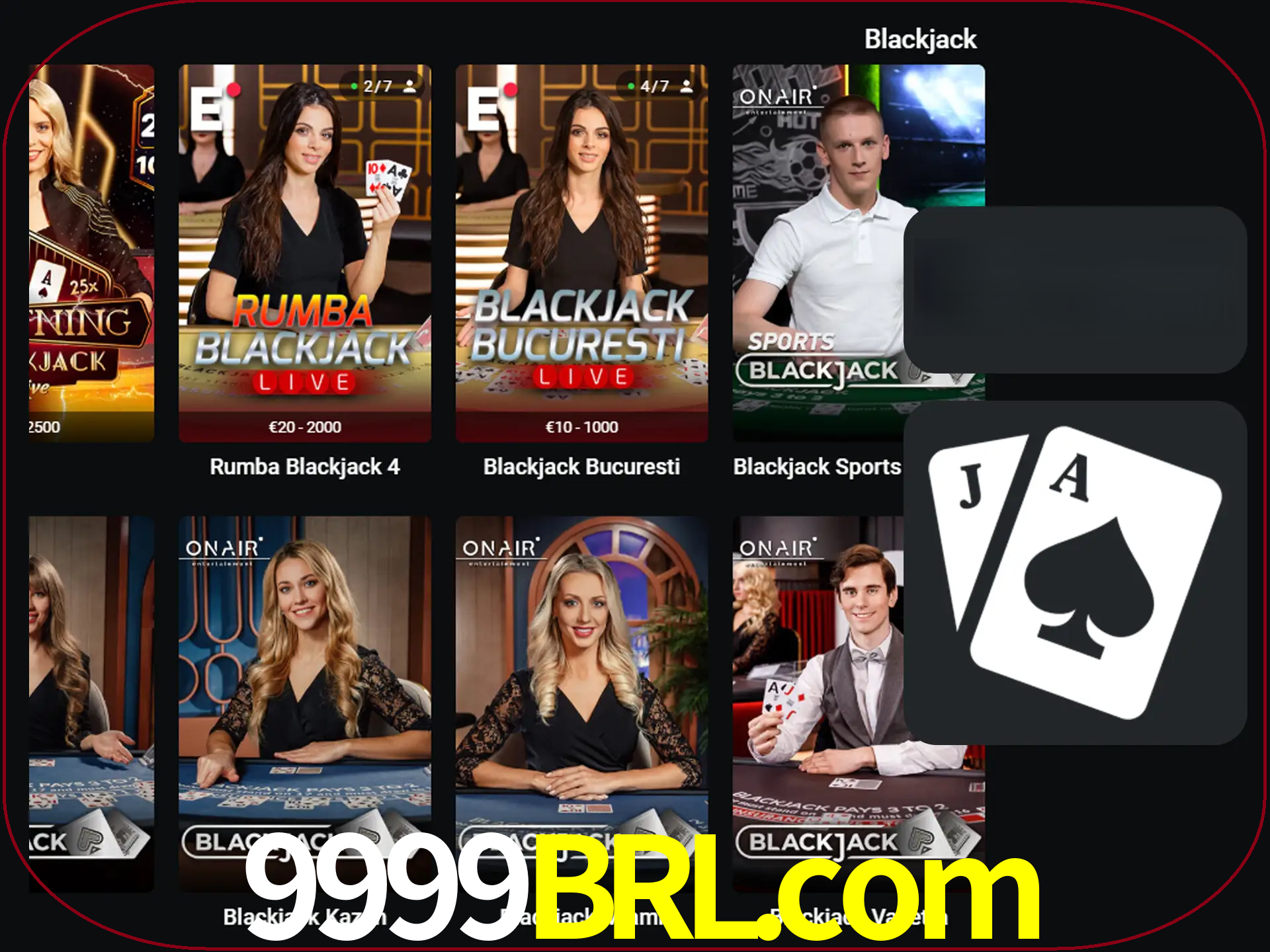 Escolha uma mesa completa de jogadores de blackjack.